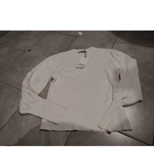 Zara White Ribbed Knit Top New With Tags